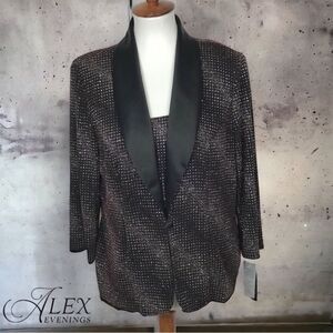 ❤️💗❤️ Black with Red Glitter Twinset Black Satin Shawl Tuxedo Lapel